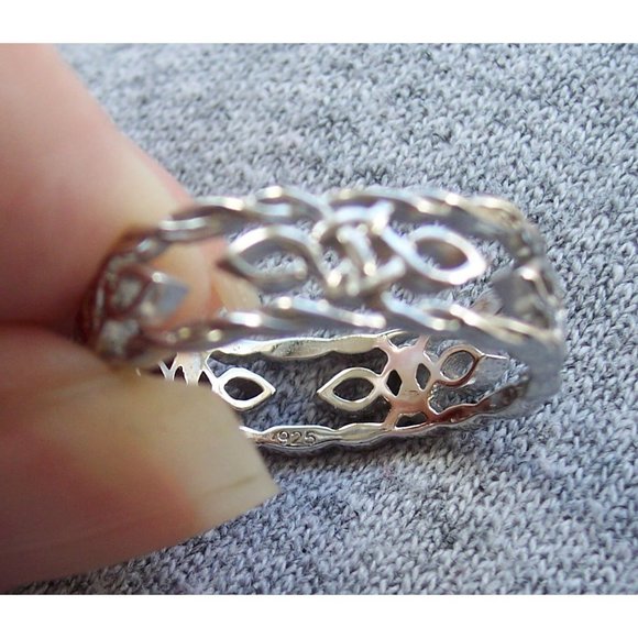 925 STERLING SILVER Celtic Autumn Open Work Eternity Band Ring - Picture 9 of 15